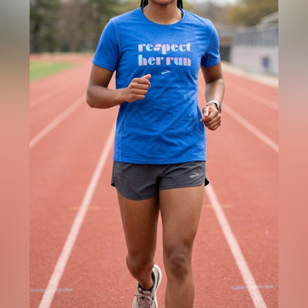 NEW! Brooks Respect Her Run womens blue shirt size XL